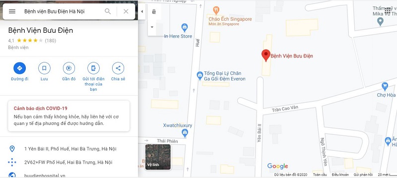 map benh vien buu dien co so 1